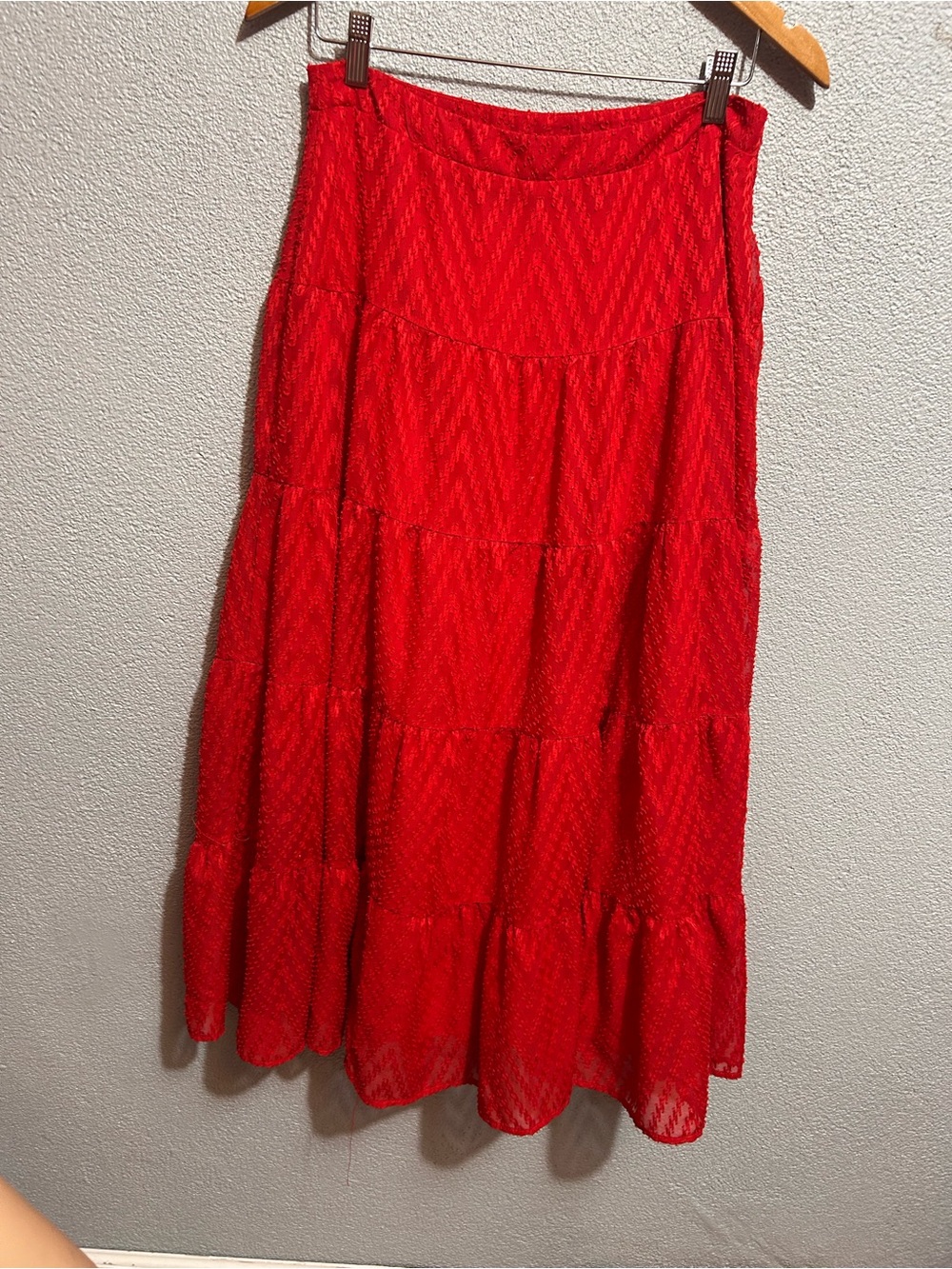 Key West Cutie Red Jacquard tiered midi skirt size large - Picture 4 of 9